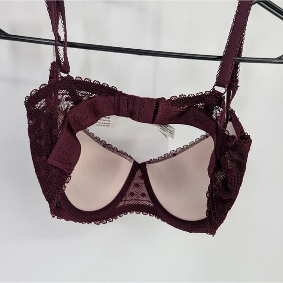 Elegant Lace Underwire Bra - Burgundy - Picture 6 of 7